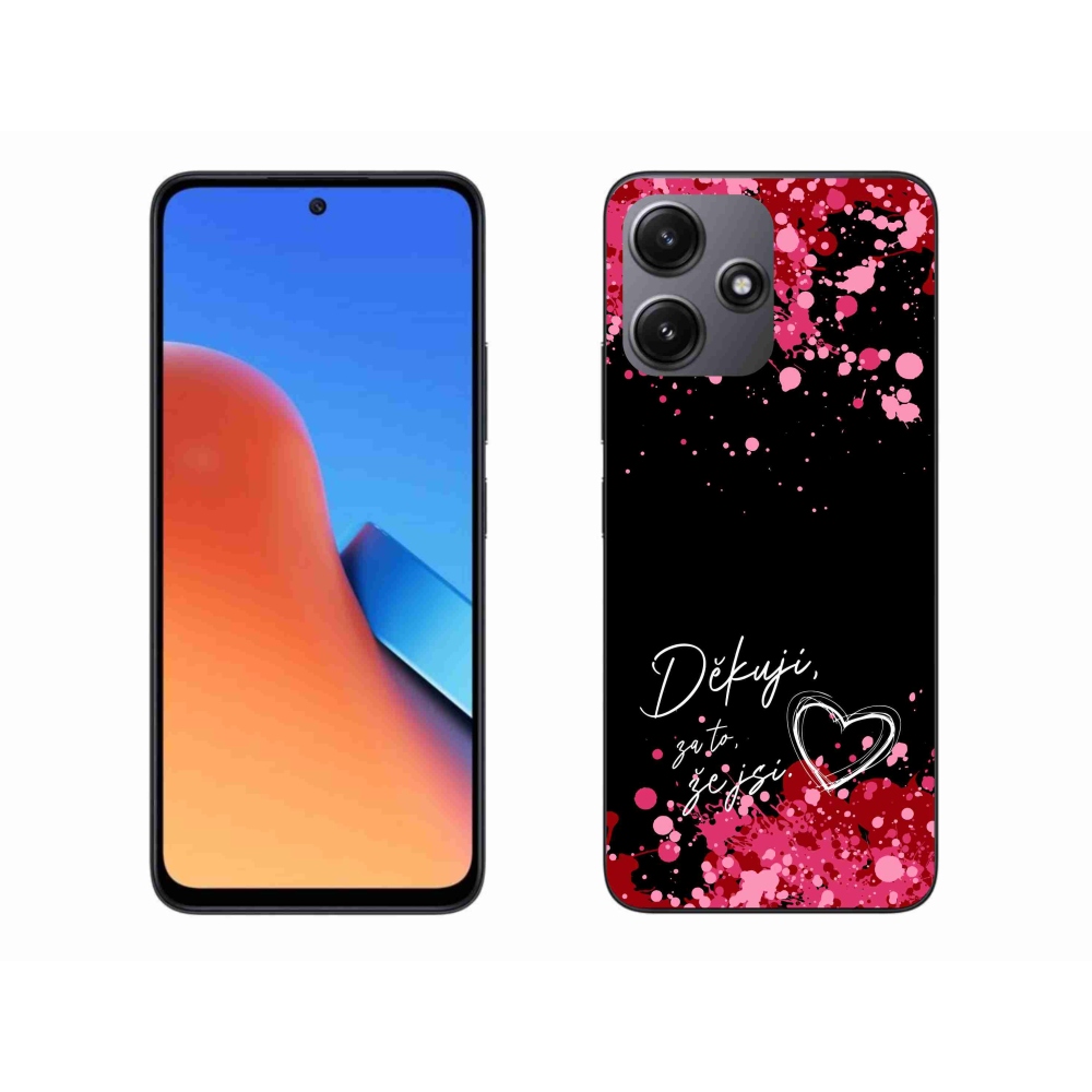 Gél borító mmCase a Xiaomi Redmi 12 5G-hez - love text 2 fekete háttérrel