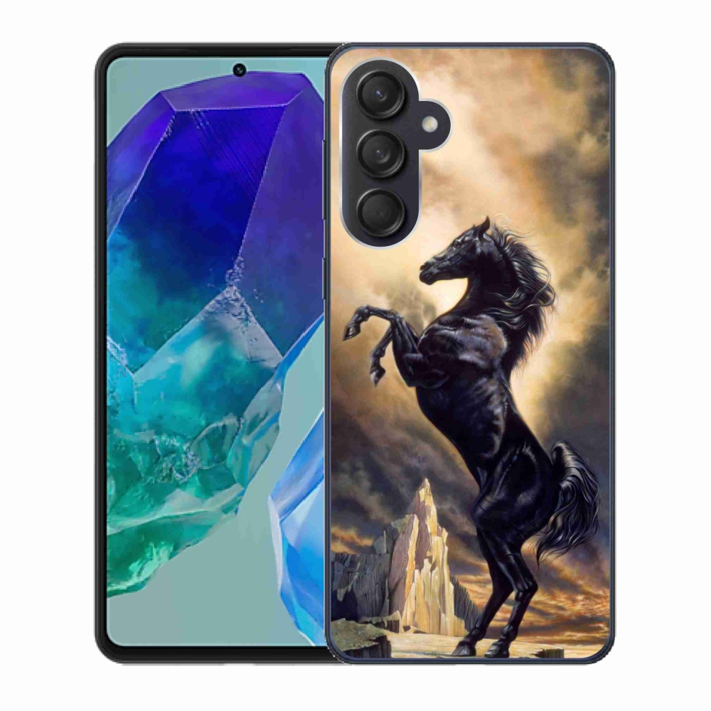 Zselés borítás mmCase Samsung Galaxy M55 5G - fekete rajzfilm lóhoz
