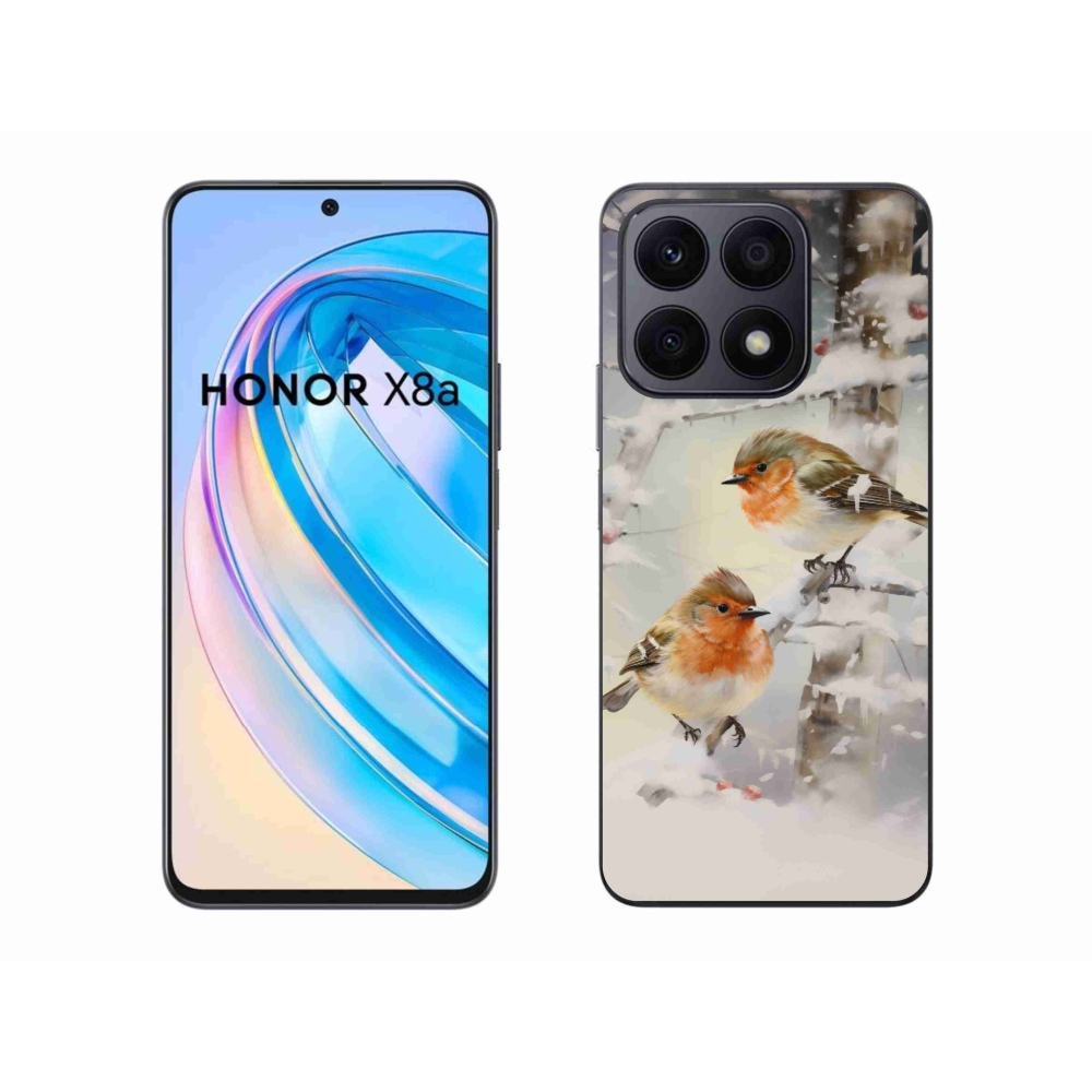 Zselés borítás mmCase a Honor X8a számára - madarak télen