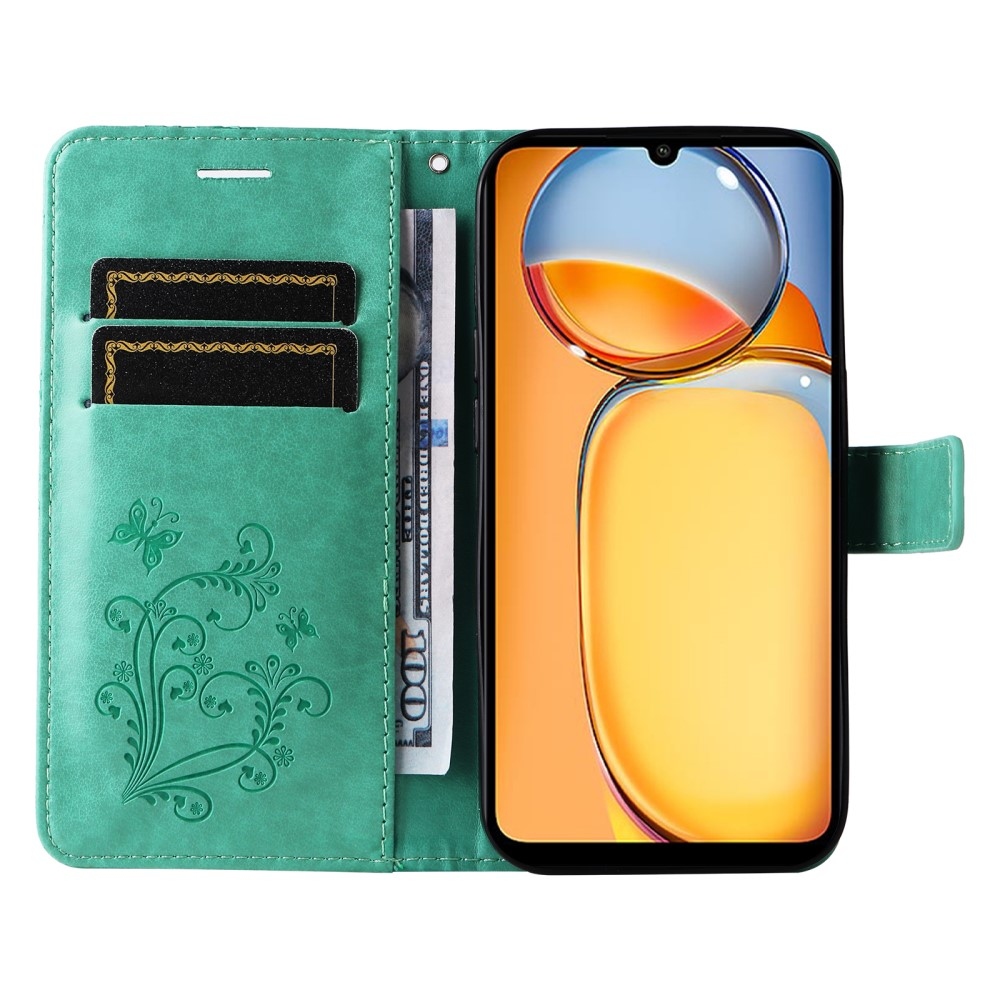 Nagy pillangó könyvtáska Xiaomi Poco C65/Redmi 13C - teáskék színben