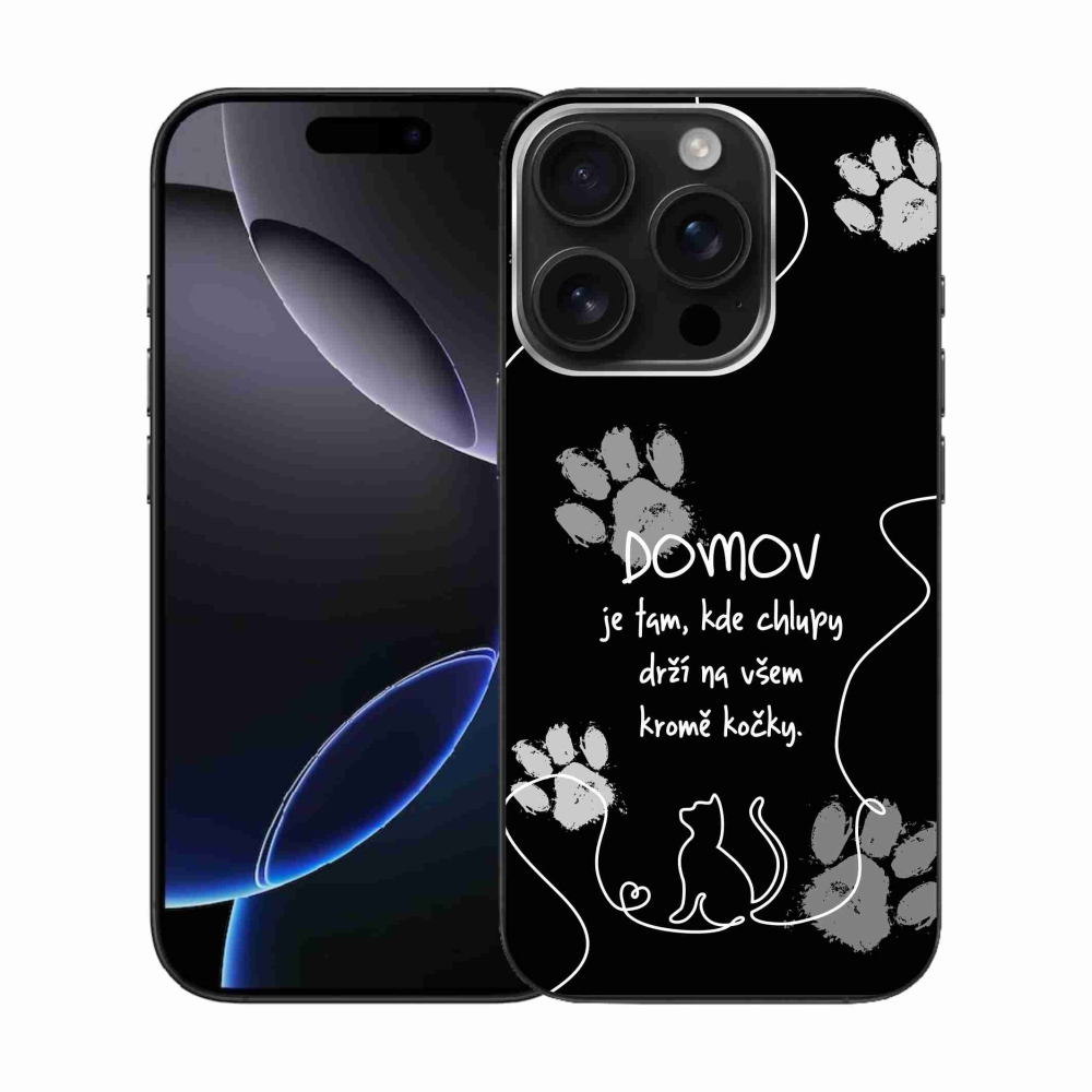 Gél borítás mmCase iPhone 16 Pro készülékhez - macska motívum fekete háttér