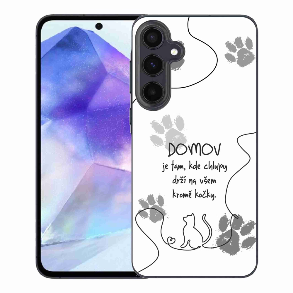 Gél borító mmCase Samsung Galaxy A55 5G - macska motívum fehér háttérrel