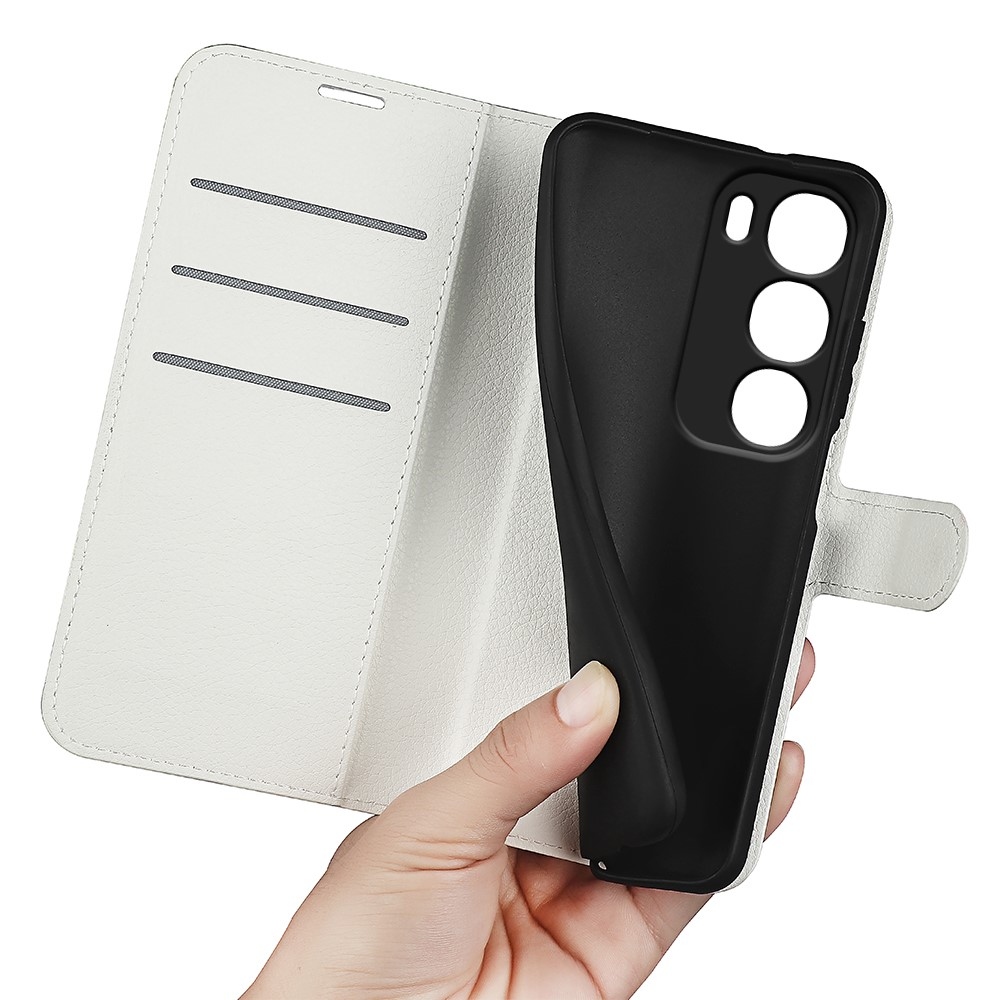 Litchi könyvtáska Vivo Y19s készülékhez - fehér