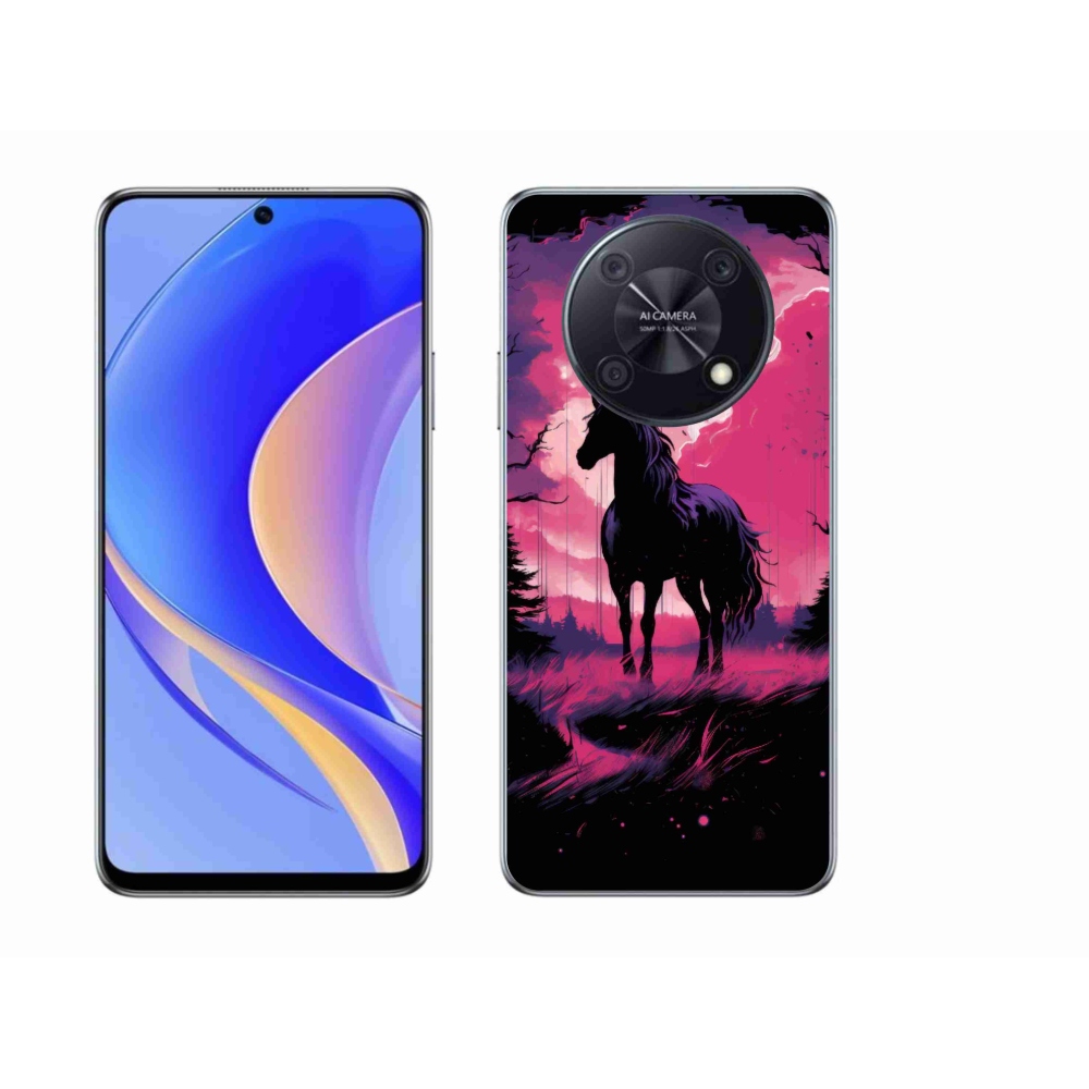 Gél borítás mmCase a Huawei Nova Y90 készülékhez - fekete rajzfilm ló 1