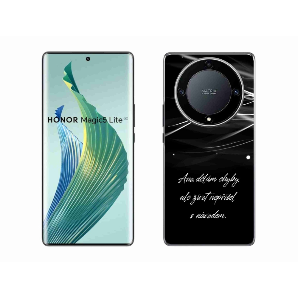Gél borítás mmCase a Honor Magic 5 Lite 5G-n - idézem fekete háttérrel