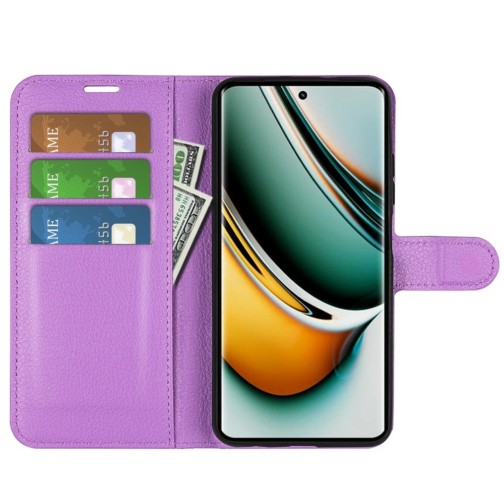 Litchi könyvtáska a Realme 11 Pro 5G/11 Pro+ 5G készülékhez - lila