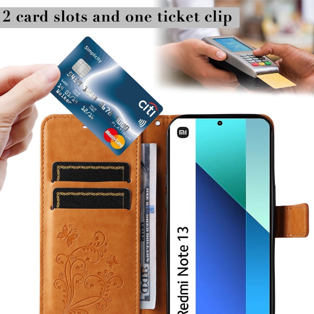 Nagy pillangó könyv tok Xiaomi Redmi Note 13-hoz - sárga