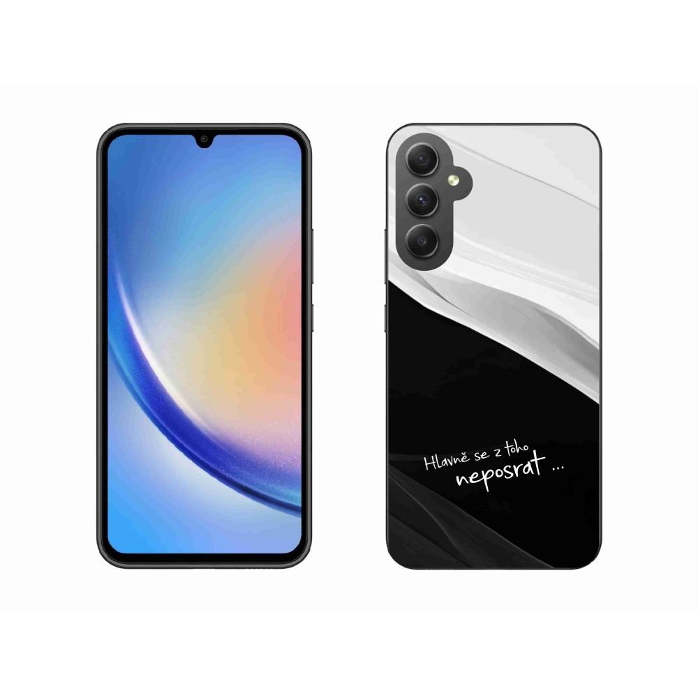 Gél borító mmCase Samsung Galaxy A34 5G - vicces szöveg 13 fekete és fehér háttérrel