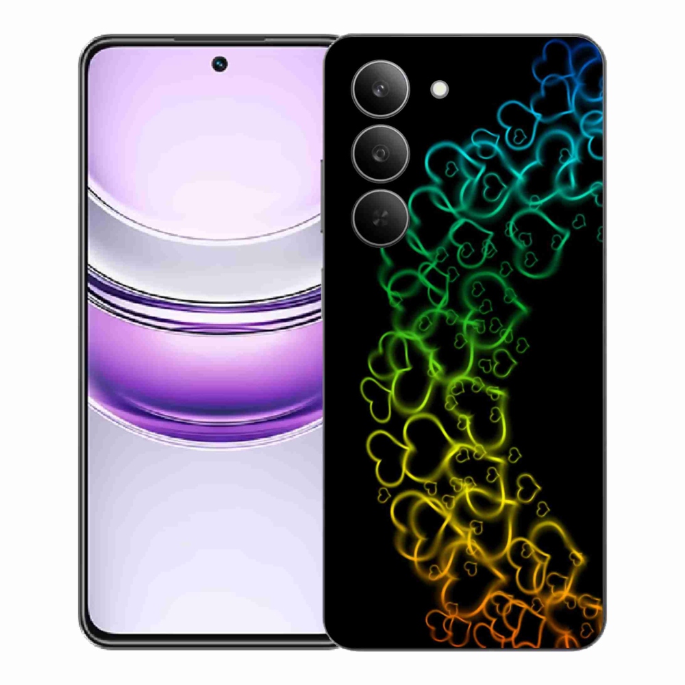 Zselés borítás mmCase a Realme 14x 5G készülékhez - színes szívek