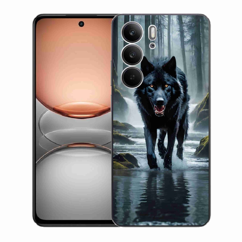 Gél borítás mmCase a Realme C75 készülékhez - fekete farkas