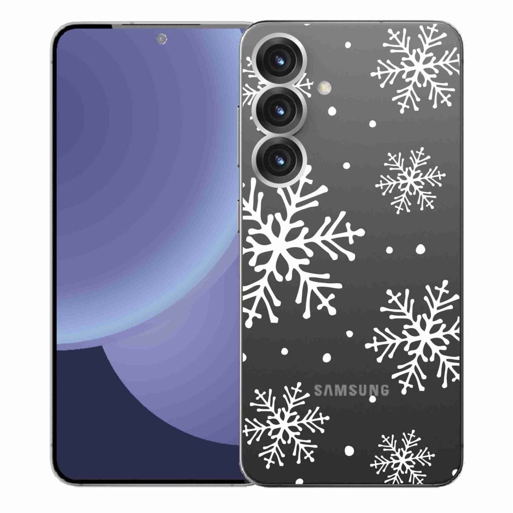 Zselés borítás mmCase Samsung Galaxy S25+ készülékhez - fehér pelyhek átlátszó háttéren