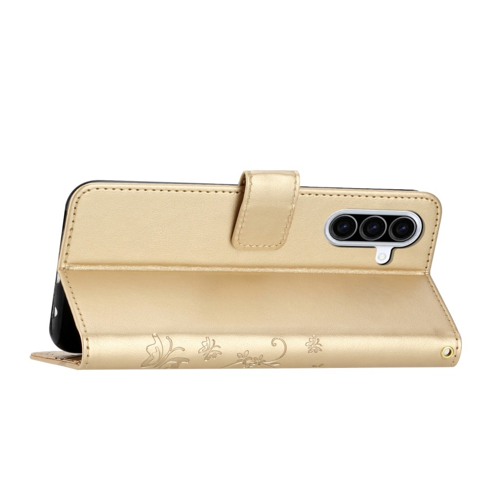 Virágok könyv tok Samsung Galaxy A36 5G - arany színben