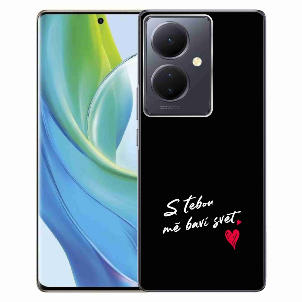 Gél borító mmCase a Vivo V29 Lite 5G-n - szerelmes szöveg 1 fekete háttérrel
