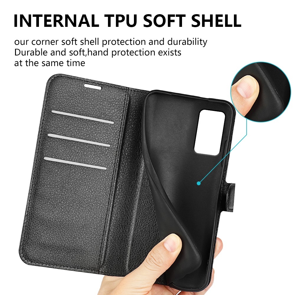 Litchi könyv tok Xiaomi Redmi Note 12S-hez - fekete