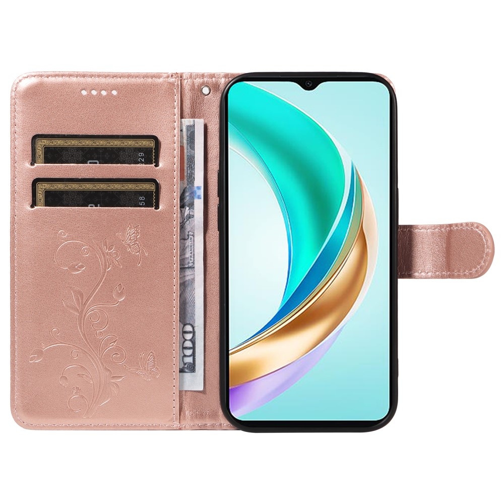 Virágos könyv tok a Honor X6b készülékhez - rózsaarany