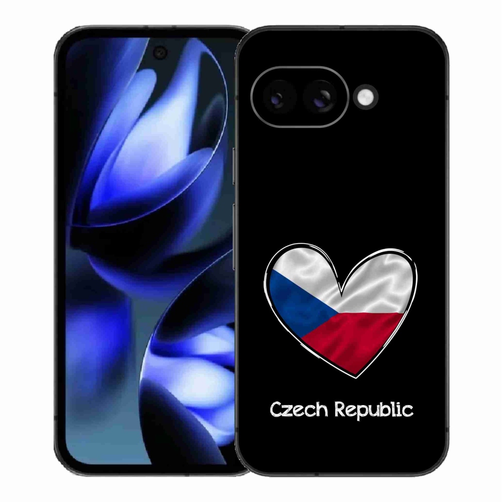 Gél borítás mmCase a Google Pixel 9a számára - zászlós szív fekete háttérrel