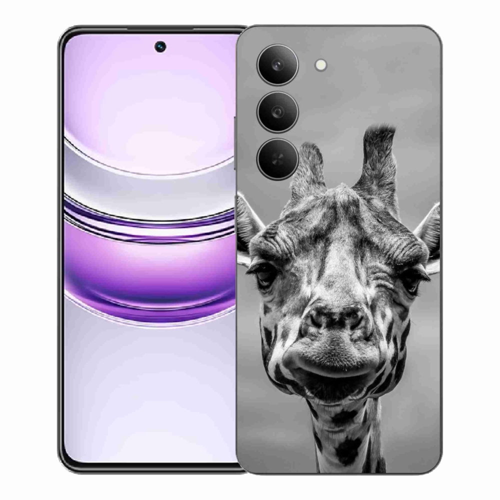 Zselés borítás mmCase a Realme 14x 5G készülékhez - fekete-fehér zsiráf