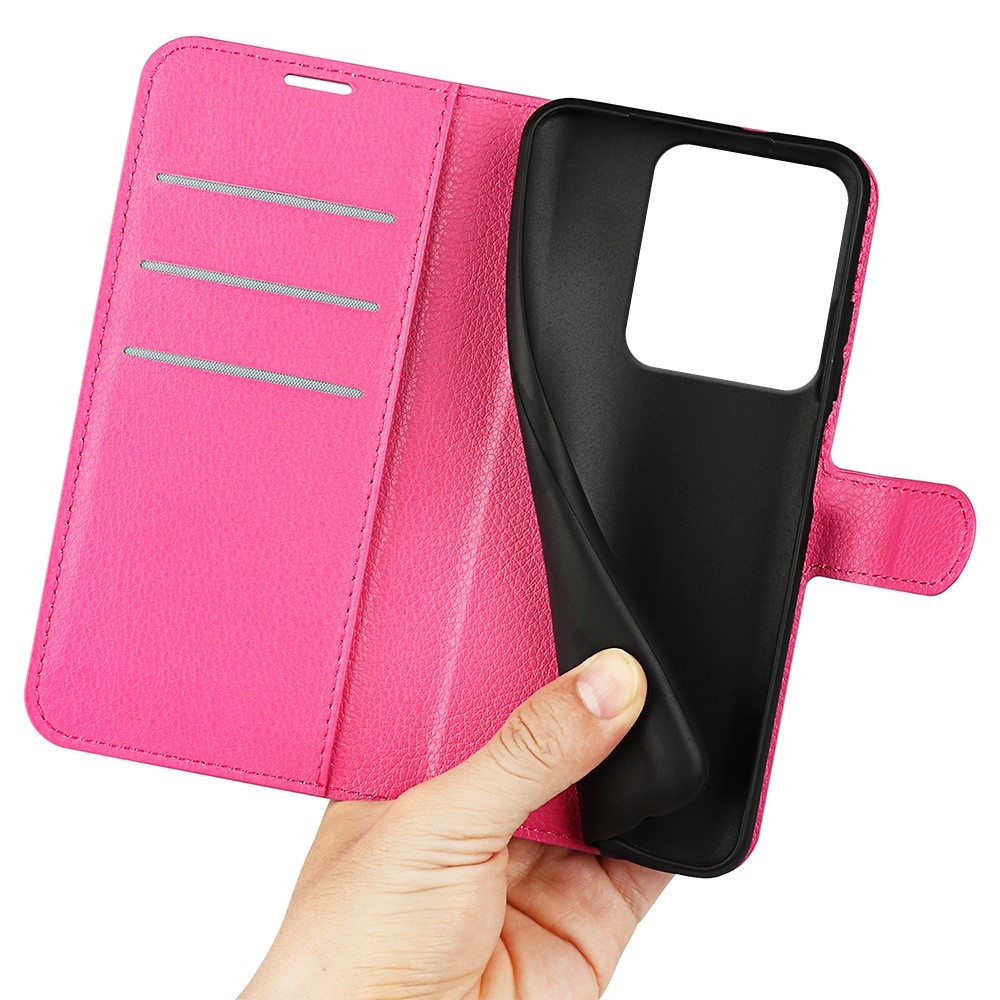 Litchi könyv tok a Xiaomi Redmi Note 14S-hez - rózsaszínű