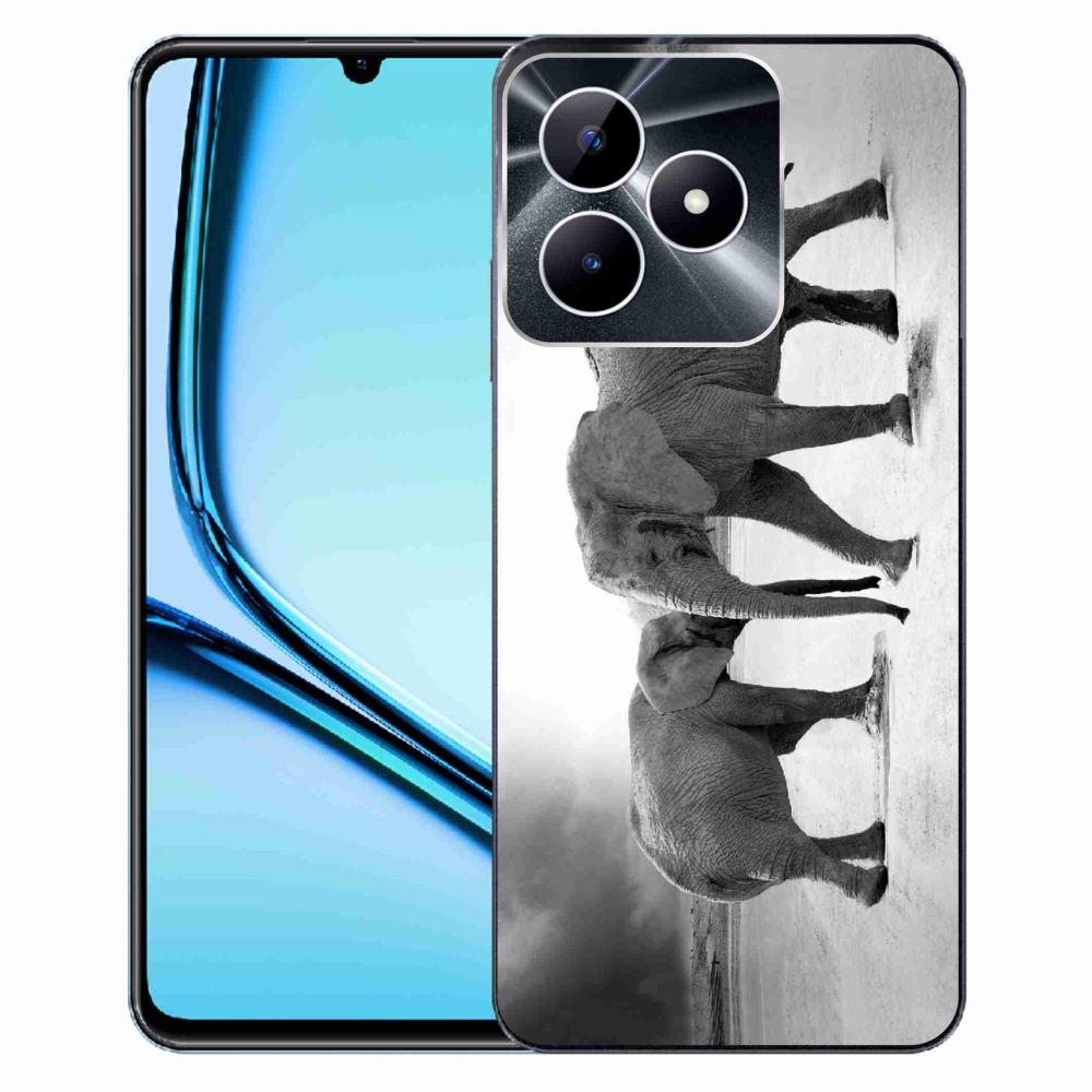 Gél borító mmCase a Realme Note 50 készülékhez - fekete és fehér elefántok