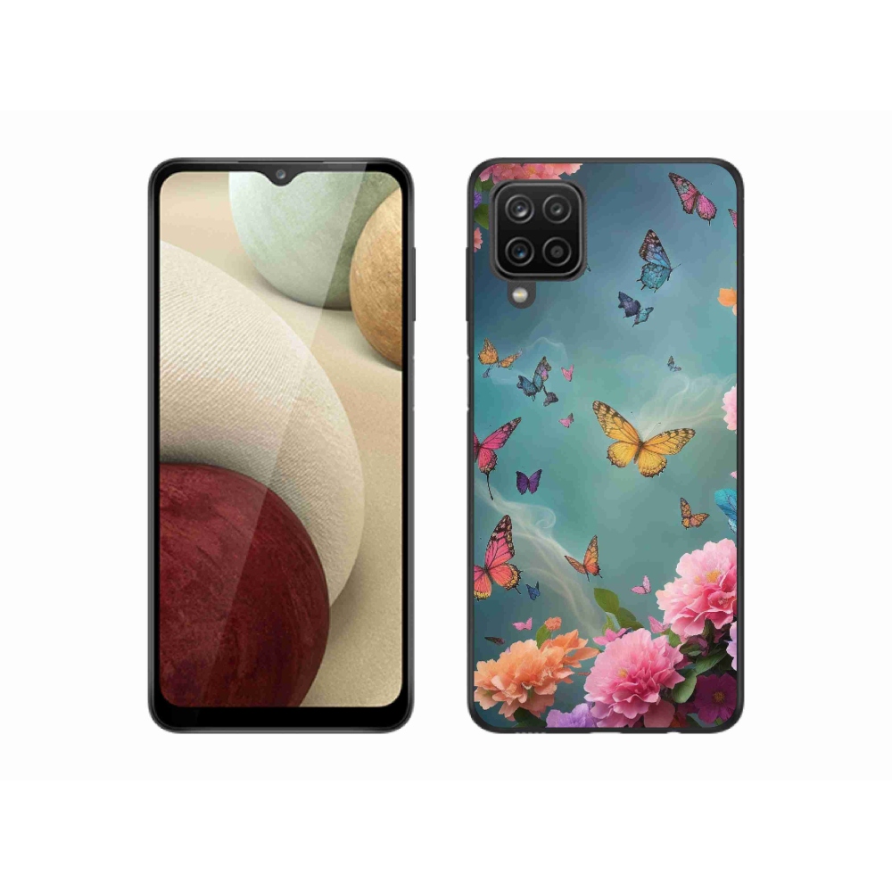 Gél borítás mmCase Samsung Galaxy M12 készülékhez - színes virágok és pillangók