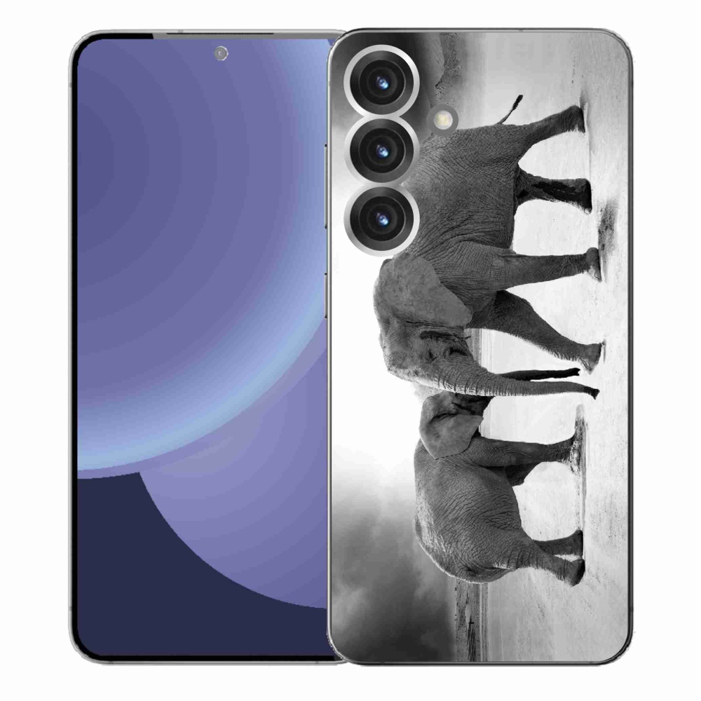Gél borítás mmCase Samsung Galaxy S25+ készülékhez - fekete és fehér elefántok