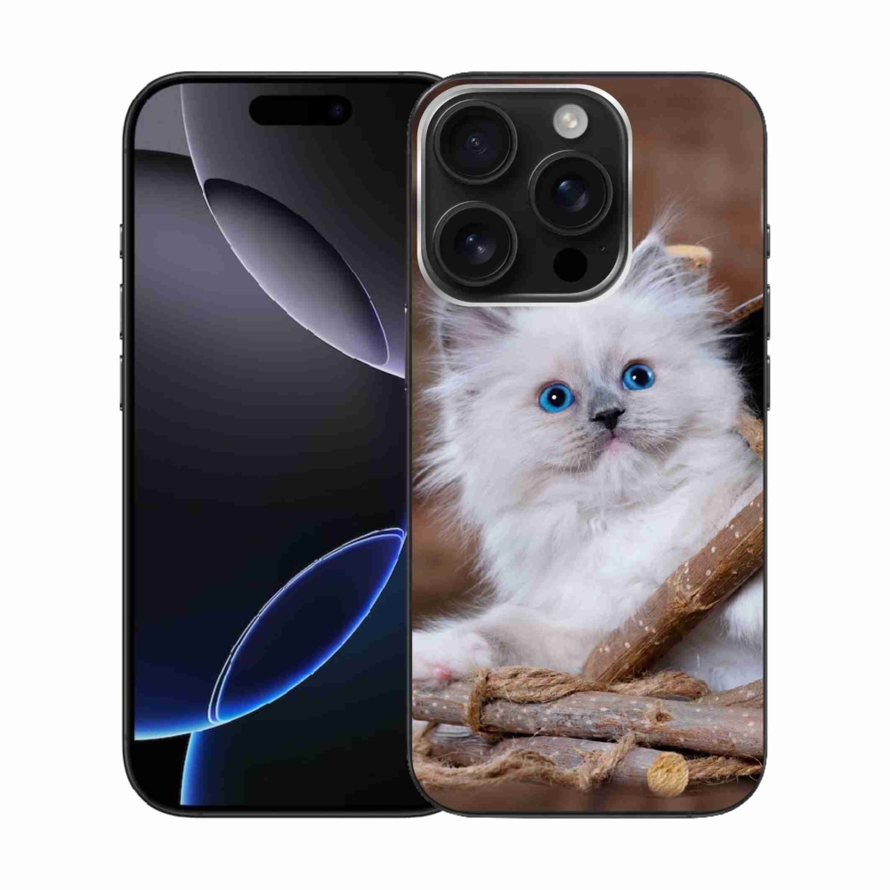 Zselés borítás mmCase iPhone 16 Pro készülékhez - fehér cica