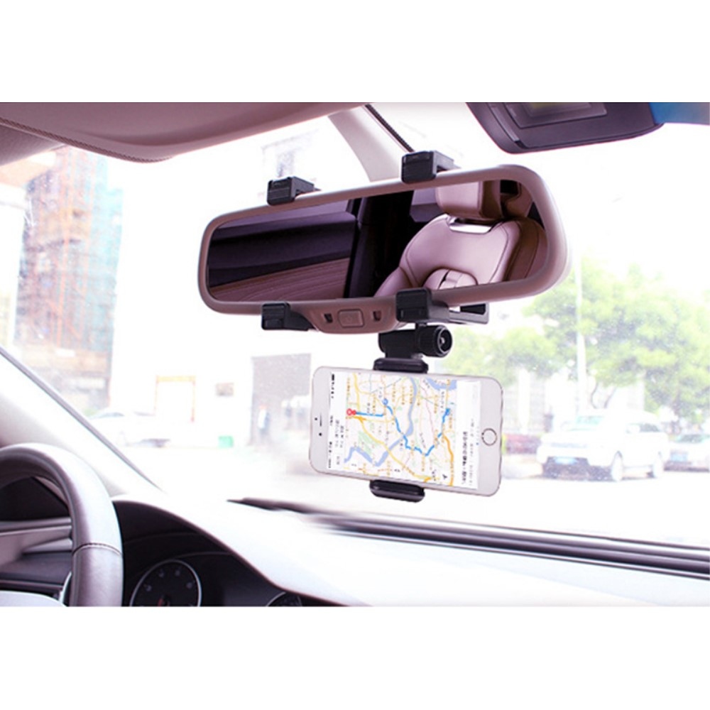 Hátsó univerzális telefontartó a visszapillantó tükörhöz - fekete