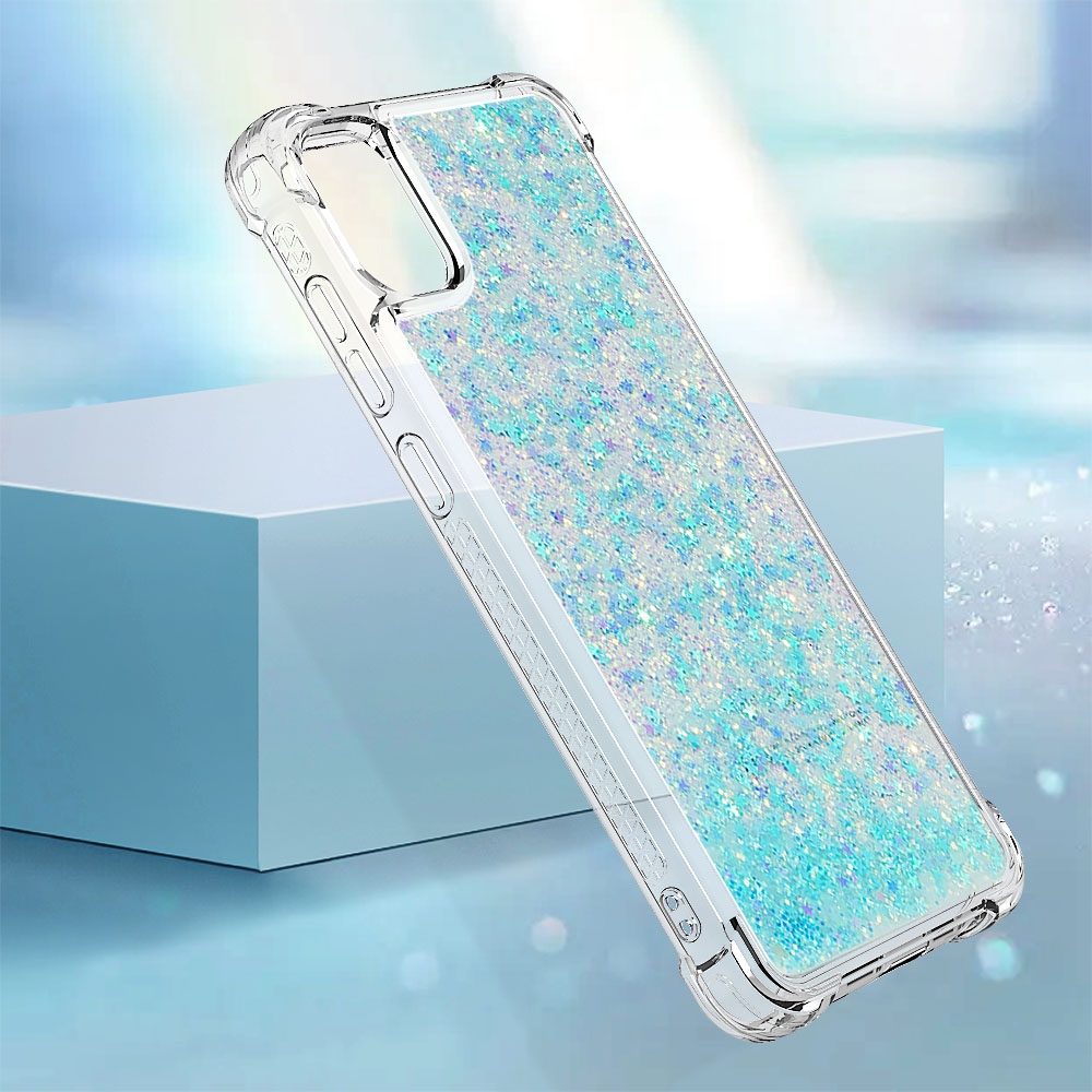 Glitter homokóra zselés tok Samsung Galaxy A07 4G - kék / csillagok