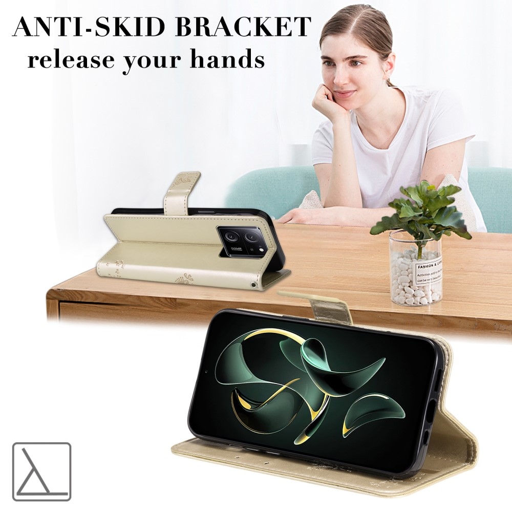 Fa könyv tok Xiaomi 13T/13T Pro-hoz - arany színű