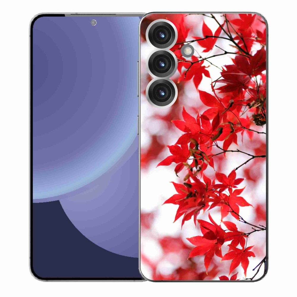 Gél védőhuzat mmCase Samsung Galaxy S25+ készülékhez - piros levelek