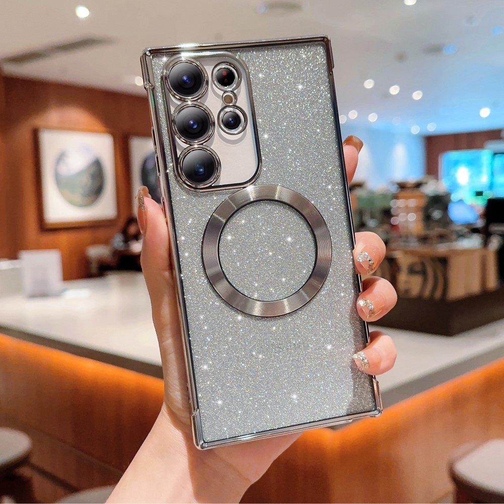 Fokozatos zselés csillogó tok MagSafe támogatással Samsung Galaxy S25 Ultra készülékhez - ezüst színű