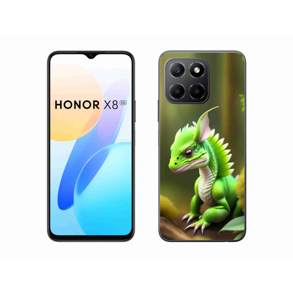 Zselés borítás mmCase a Honor X8 5G számára - zöld sárkány