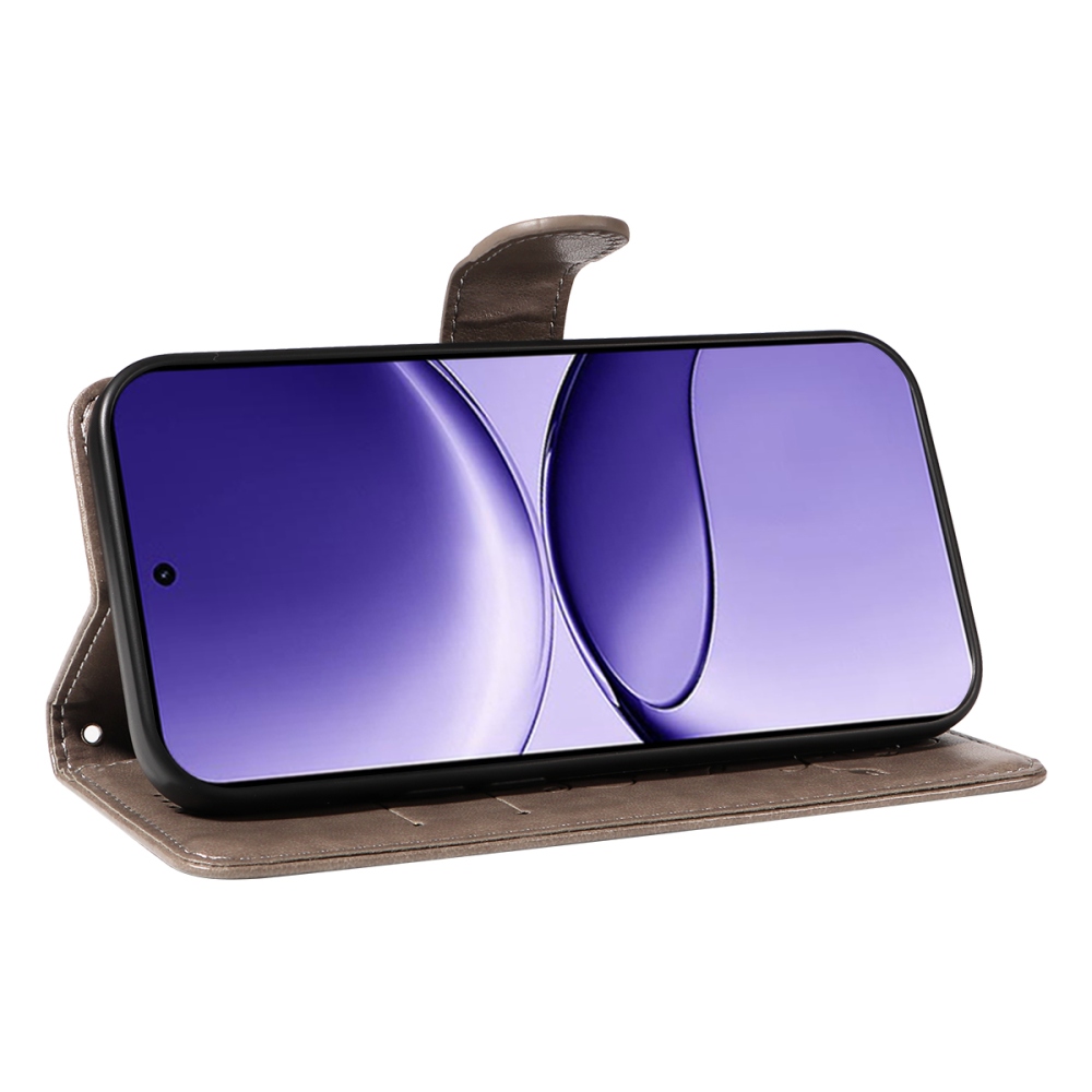 Virágok könyv tok a Xiaomi Poco F7 5G-hez - szürke