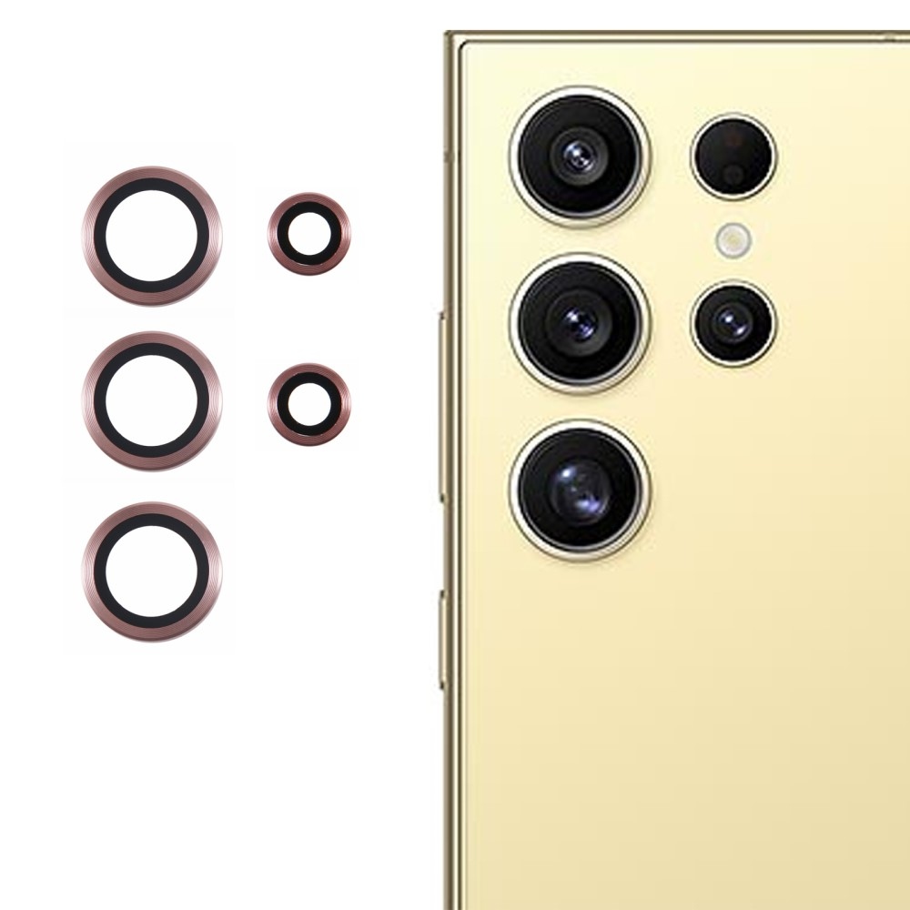 Fém kamera lencse üveg a Samsung Galaxy S25 Ultra készülékhez (3 különálló üveg) - rózsaszín