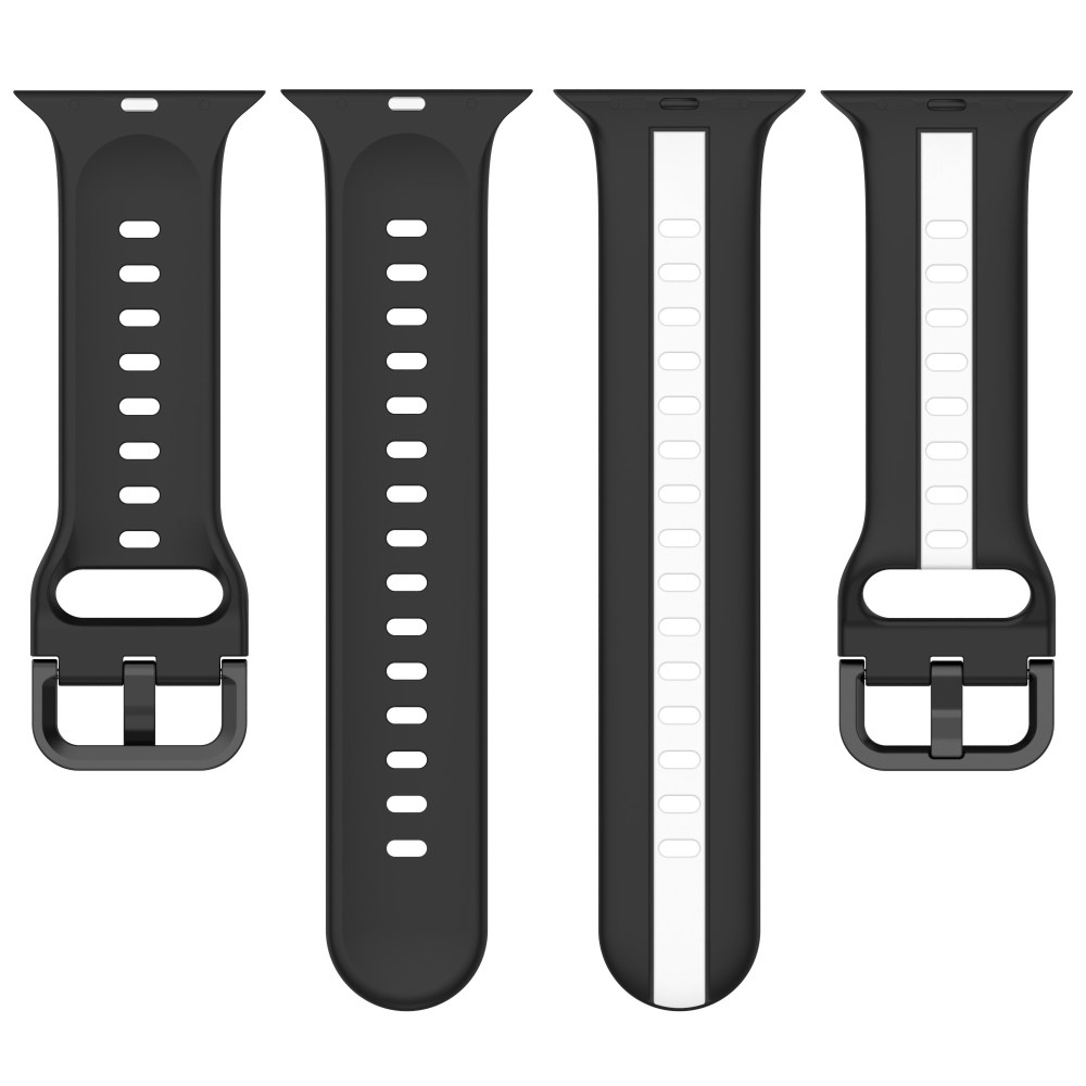 Szíj szilikon szíj Apple Watch Ultra/Ultra 2 49mm/SE/SE 2022/2023 44mm/9/8/7 45mm/6/5/4 44mm/3/2/1 42 mm - fekete/fehér