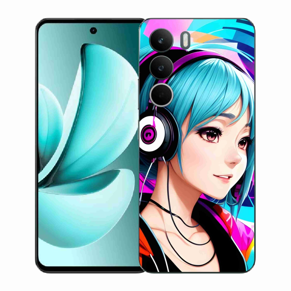 Gél borító mmCase a Realme C71-hez - lány fejhallgatóval