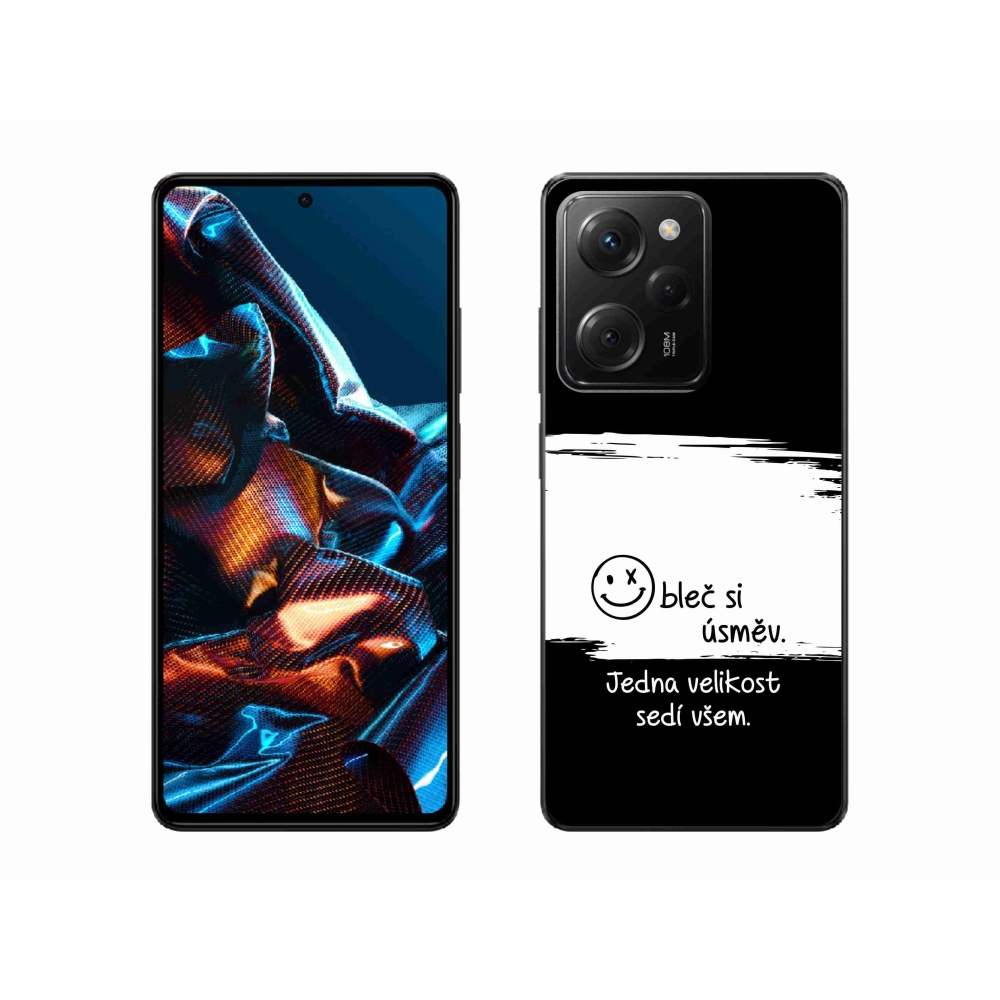 Gél borító mmCase a Xiaomi Poco X5 Pro 5G-hez - vicces szöveg 8 fekete és fehér háttérrel