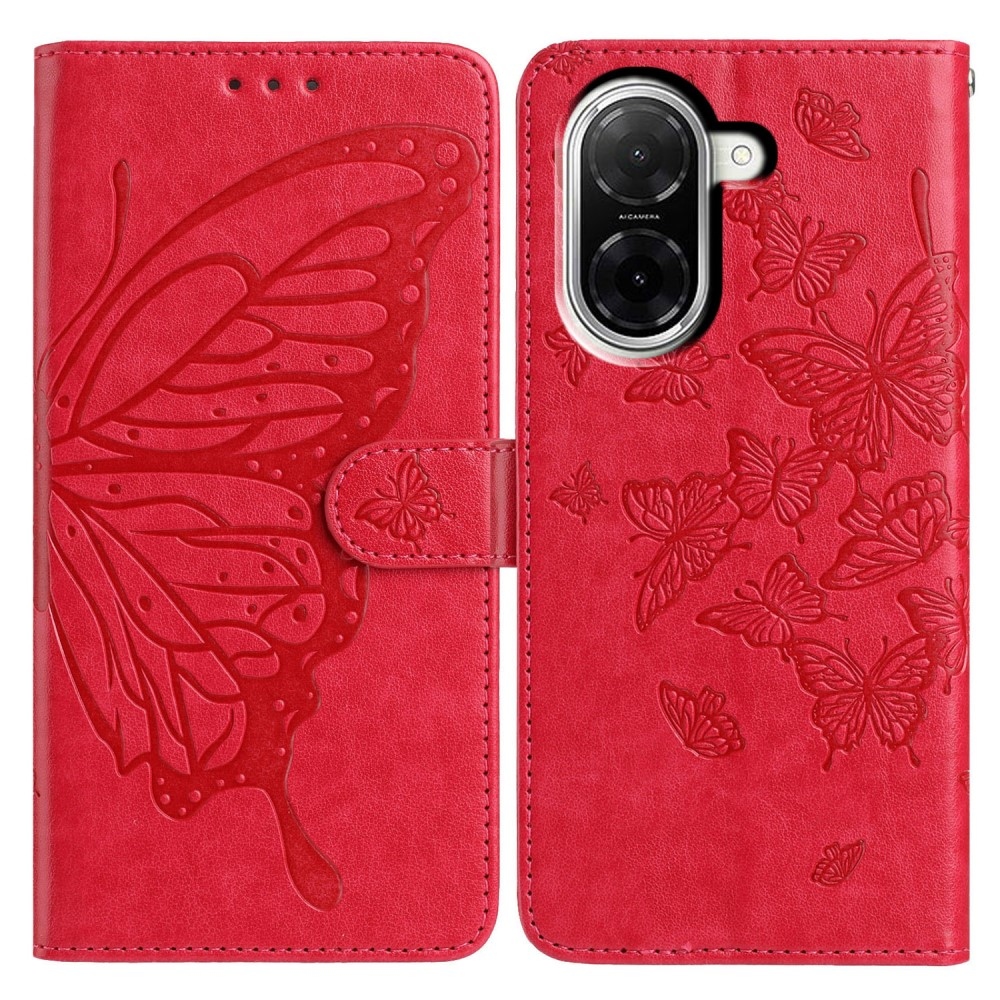 Virágos pillangó könyv tok Xiaomi Redmi A5 (171.7x77.8x8.3mm) - piros