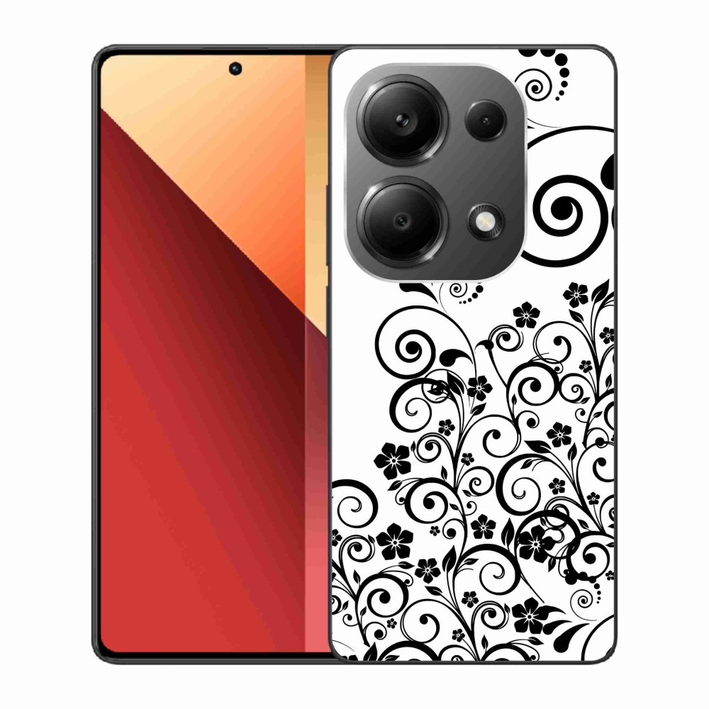 Gél borítás mmCase a Xiaomi Redmi Note 13 Pro 4G/Poco M6 Pro számára - fekete és fehér virágminták