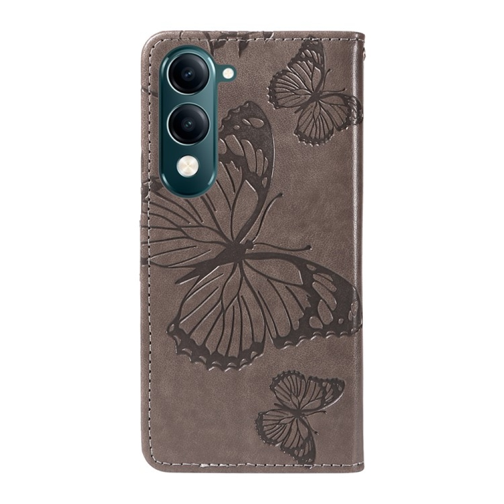 Nagy pillangó könyv tok a Vivo Y29s 5G-hez - szürke