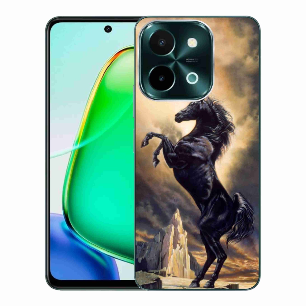 Gél borító mmCase a Vivo Y28-hoz - fekete rajzfilm ló