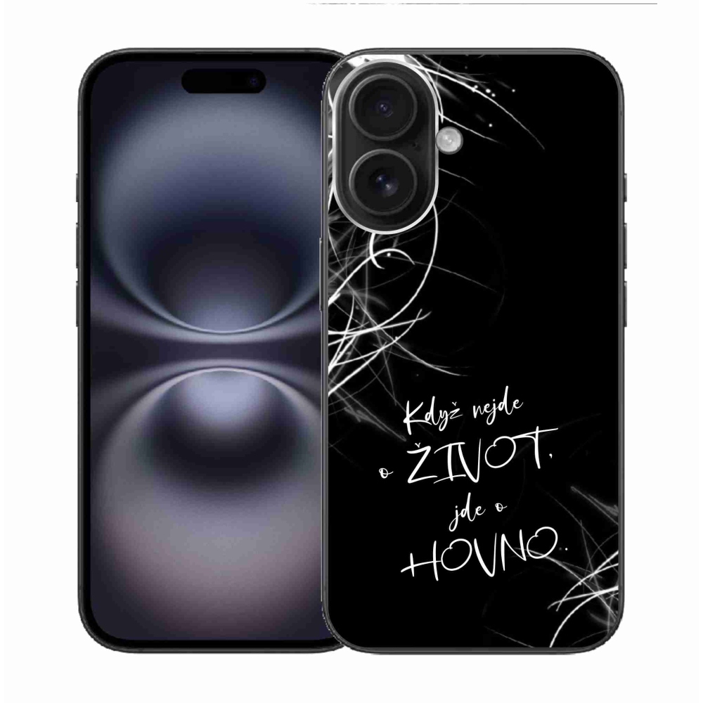Gél borító mmCase iPhone 16 készülékhez - vicces szöveg 16 fekete háttér