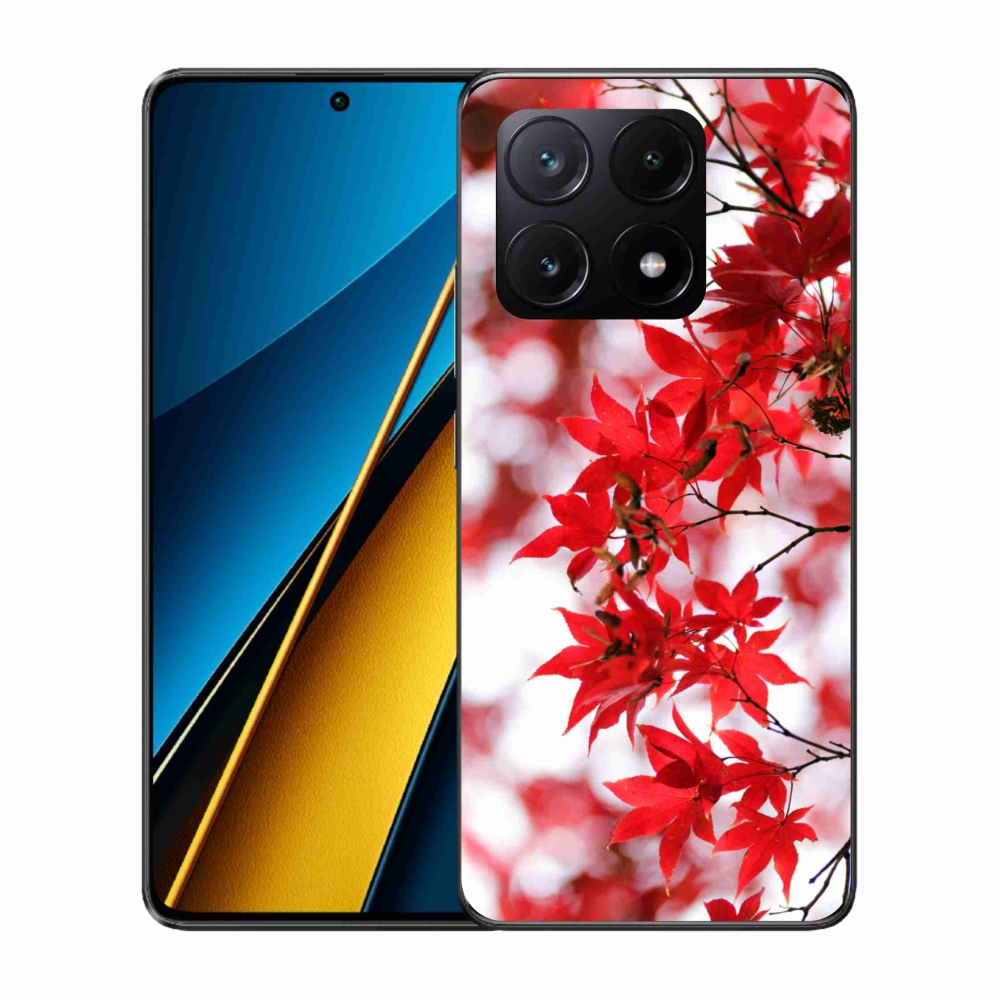 Gél borítás mmCase a Xiaomi Poco X6 Pro 5G számára - piros levelek