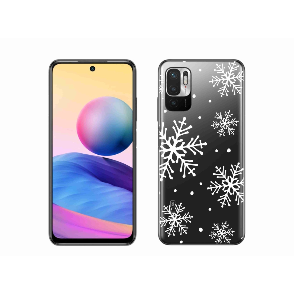 Gél borítás mmCase a Xiaomi Redmi Note 10 5G készülékhez - fehér pelyhek átlátszó háttéren