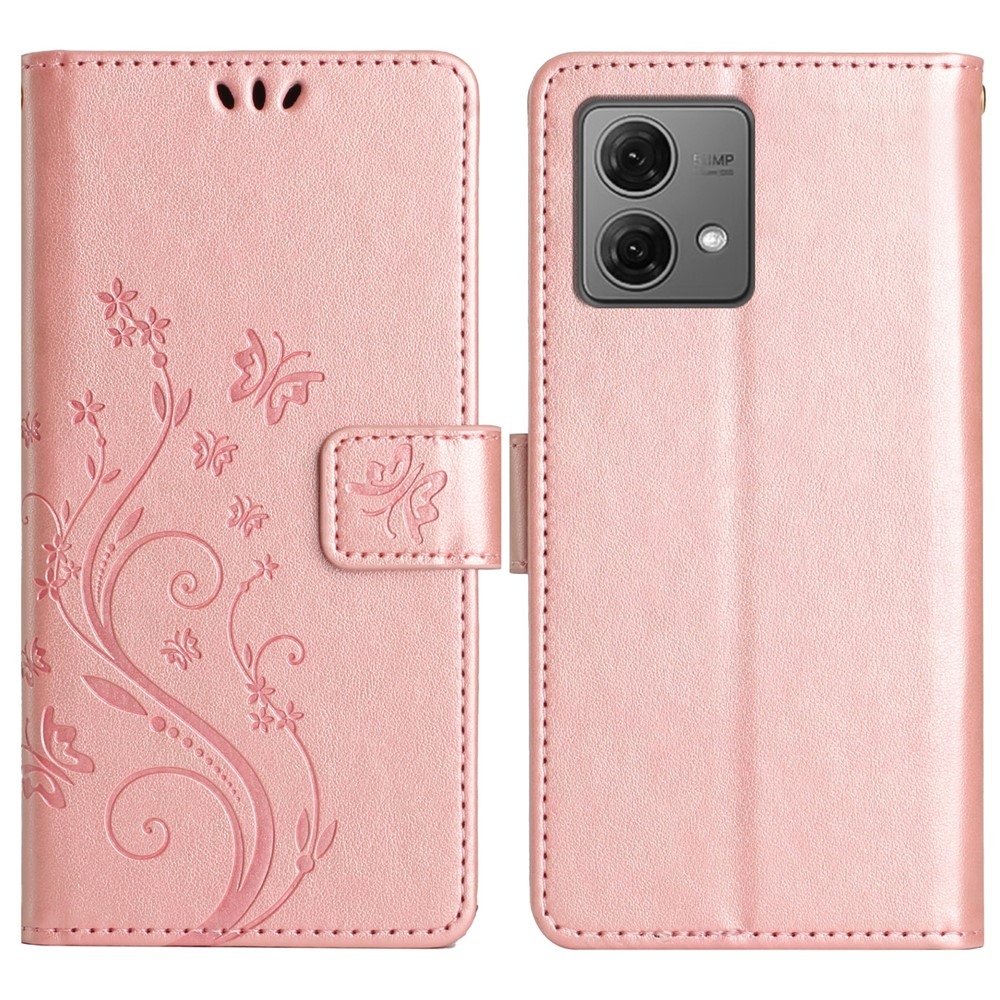 Virágok könyv tok Motorola Moto G85 5G - rózsa arany