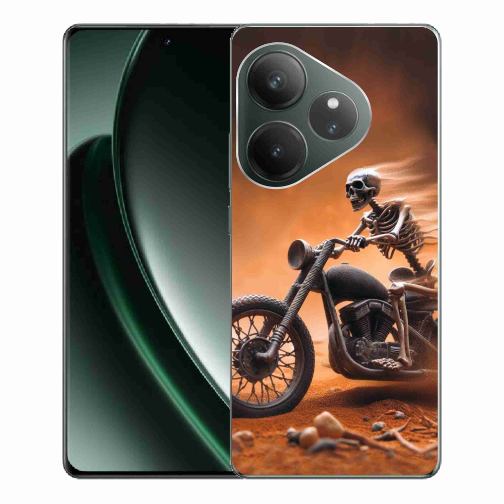 Zselés borítás mmCase a Realme GT 6 5G/GT 6T 5G számára - csontváz motorkerékpáron
