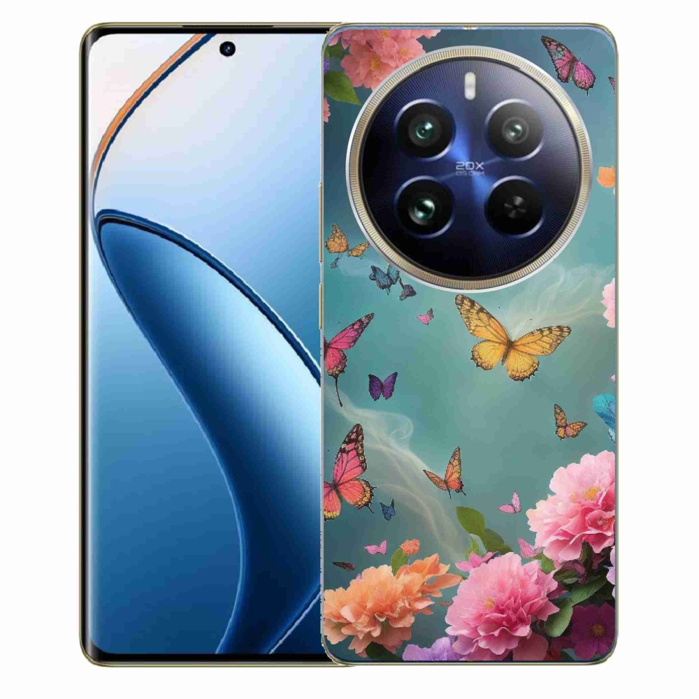 Gél borítás mmCase a Realme 12 Pro 5G/12 Pro+ 5G számára - színes virágok és pillangók