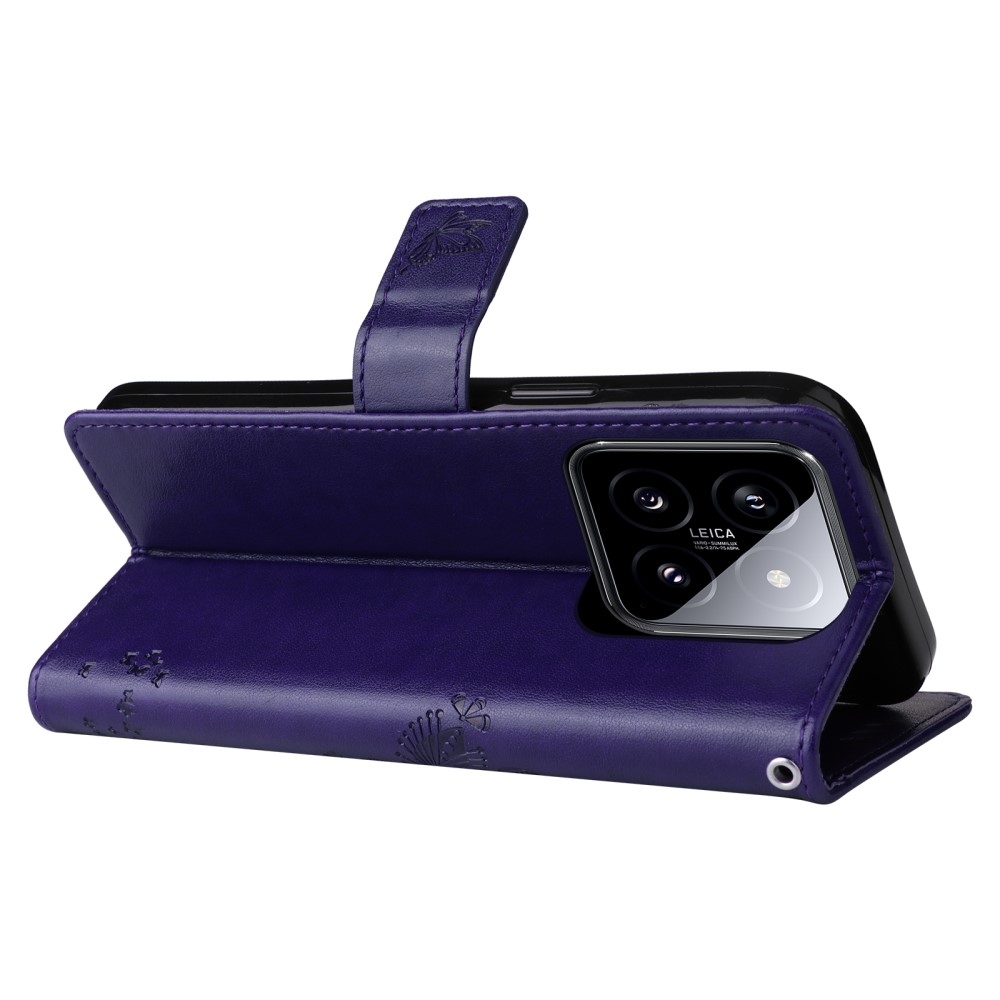 Fák könyv tok Xiaomi 14 - sötét lila