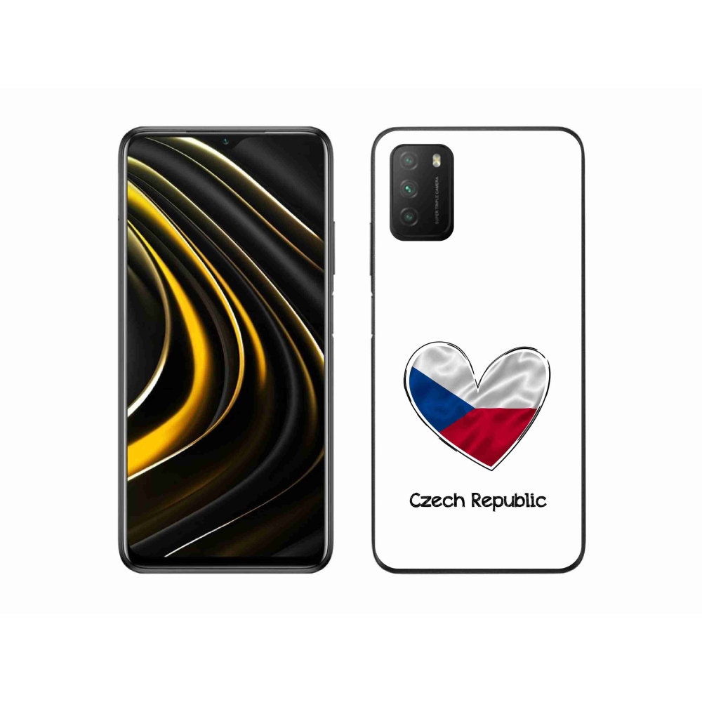 Gél borító mmCase a Xiaomi Poco M3-hoz - szív zászló fehér háttérrel