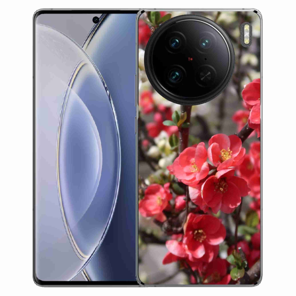 Zselés borítás mmCase a Vivo X90 Pro-hoz - piros virágok